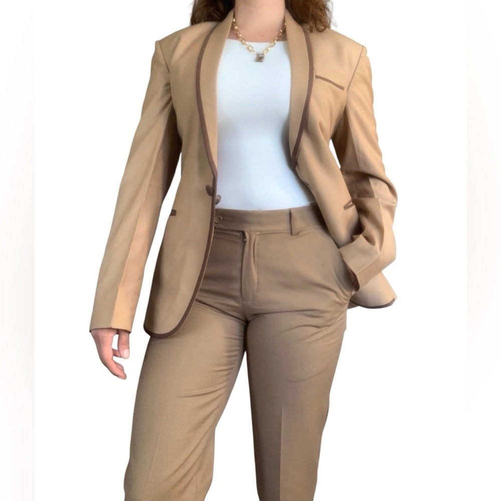 Tan Blazer with Brown Trim - Small